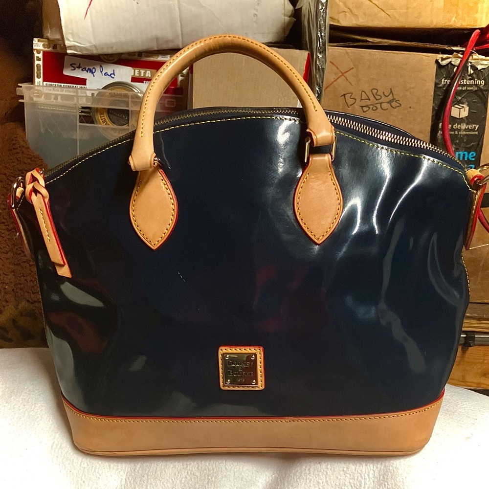 Dooney & Bourke Blue and Tan Satchel